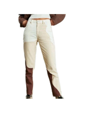 NWT Pacsun Eco Tan Brown Paneled Sz 25 High Rise Mom Jeans Panel Color Block